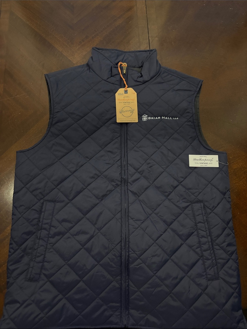 Briar Hall Men's Navy Quilted Zip Vest